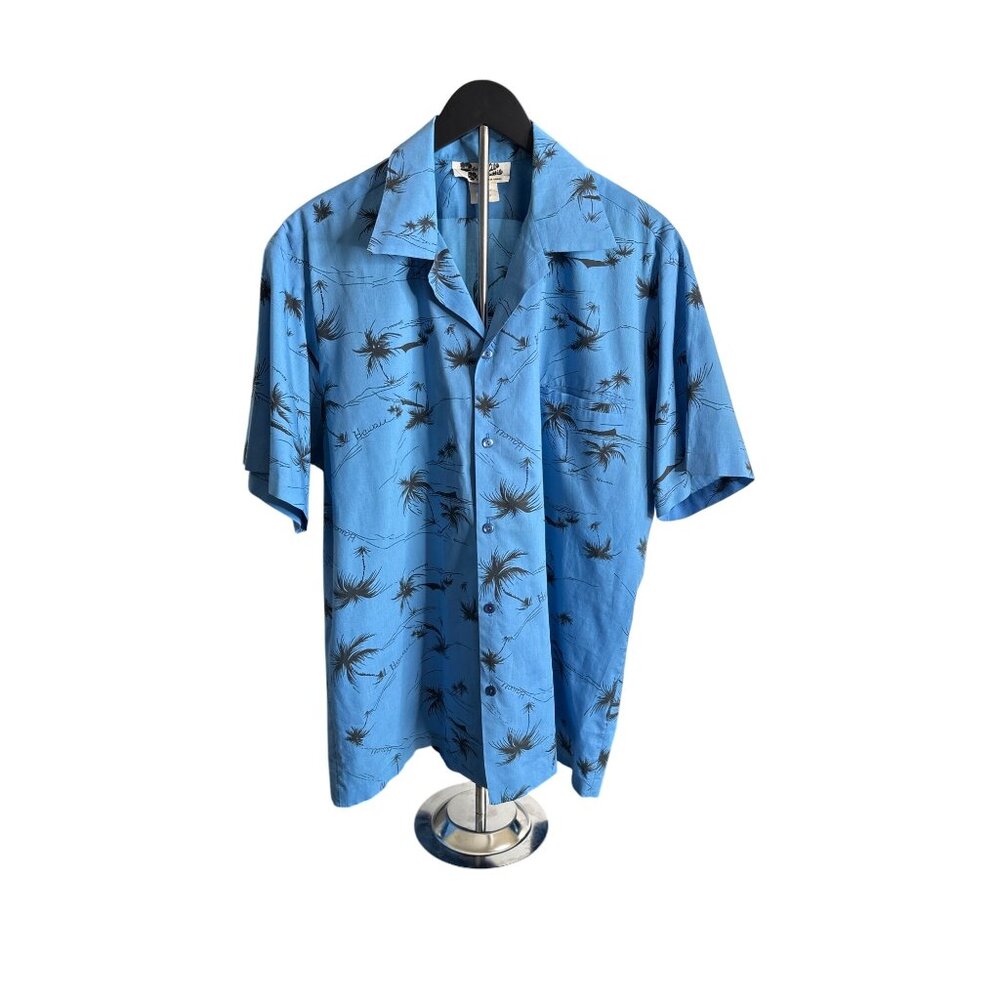 Vintage 80's Hilo Hattie Men's Blue Aloha Hawaiian Button-Down Shirt Size XL